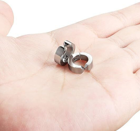 316L Surgical Steel Clip On Men Women Hypoallergenic Non-piercing Hoop Earrings